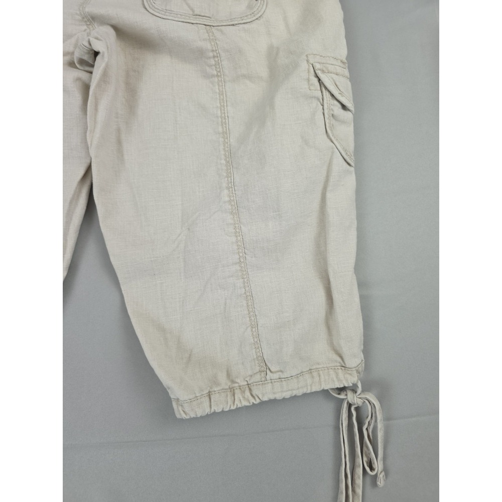 Sonoma Shorts Beige Womens 6 Linen Cotton Blend Bermuda Cargo Pockets Drawstring - Picture 13 of 14